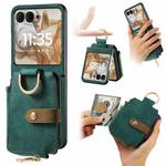 For Motorola Razr 50 Retro Ring Vertical Zipper Wallet Phone Case(Green)