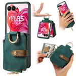 For Motorola Razr 60 Retro Ring Vertical Zipper Wallet Phone Case(Green)