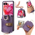 For Motorola Razr 60 Retro Ring Vertical Zipper Wallet Phone Case(Purple)