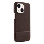 For iPhone 13 Stitching Cloth PU Shockproof Phone Case(Dark Brown)