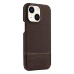 For iPhone 14 Plus Stitching Cloth PU Shockproof Phone Case(Dark Brown)