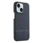 For iPhone 15 Stitching Cloth PU Shockproof Phone Case(Dark Blue)