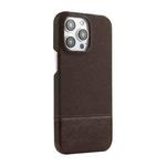 For iPhone 16 Pro Stitching Cloth PU Shockproof Phone Case(Dark Brown)