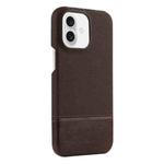 For iPhone 16 Plus Stitching Cloth PU Shockproof Phone Case(Dark Brown)