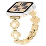 For Apple Watch SE 2023 44mm Four Leaf Clover Quick-Release Metal Chain Watch Band(Gold)