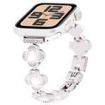 For Apple Watch SE 2023 44mm Four Leaf Clover Quick-Release Metal Chain Watch Band(Starlight)