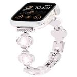 For Apple Watch SE 2022 44mm Four Leaf Clover Quick-Release Metal Chain Watch Band(Starlight)