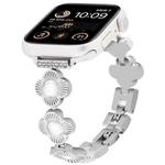 For Apple Watch SE 2022 44mm Four Leaf Clover Quick-Release Metal Chain Watch Band(Silver)