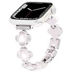 For Apple Watch Series 7 45mm Four Leaf Clover Quick-Release Metal Chain Watch Band(Starlight)