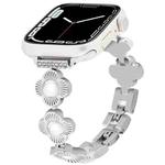 For Apple Watch Series 7 45mm Four Leaf Clover Quick-Release Metal Chain Watch Band(Silver)