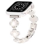 For Apple Watch Series 6 44mm Four Leaf Clover Quick-Release Metal Chain Watch Band(Starlight)