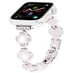 For Apple Watch Series 4 44mm Four Leaf Clover Quick-Release Metal Chain Watch Band(Starlight)