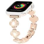 For Apple Watch Series 3 42mm Four Leaf Clover Quick-Release Metal Chain Watch Band(Rose Gold)