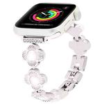 For Apple Watch Series 3 42mm Four Leaf Clover Quick-Release Metal Chain Watch Band(Starlight)