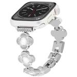 For Apple Watch Series 8 41mm Four Leaf Clover Quick-Release Metal Chain Watch Band(Silver)