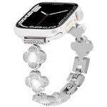 For Apple Watch Series 7 41mm Four Leaf Clover Quick-Release Metal Chain Watch Band(Silver)