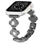 For Apple Watch Series 6 40mm Four Leaf Clover Quick-Release Metal Chain Watch Band(Black)