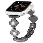 For Apple Watch Series 5 40mm Four Leaf Clover Quick-Release Metal Chain Watch Band(Black)