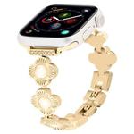 For Apple Watch Series 4 40mm Four Leaf Clover Quick-Release Metal Chain Watch Band(Gold)