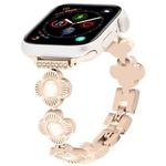 For Apple Watch Series 4 40mm Four Leaf Clover Quick-Release Metal Chain Watch Band(Rose Gold)