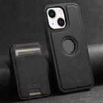 For iPhone 13 Suteni M2 Cross-Grain MagSafe Vertical Card Back Phone Case(Black)