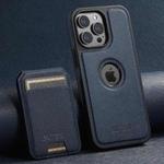 For iPhone 12 Pro Suteni M2 Cross-Grain MagSafe Vertical Card Back Phone Case(Blue)