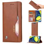 Knead Skin Texture Horizontal Flip Leather Case for Galaxy A80 / A90, with Photo Frame & Holder & Card Slots & Wallet(Brown)