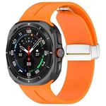 For Samsung Galaxy Watch 7 Ultra Groove Magnetic Folding Silver Buckle Silicone Watch Band(Orange)