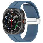 For Samsung Galaxy Watch 7 Ultra Groove Magnetic Folding Silver Buckle Silicone Watch Band(Premium Blue)