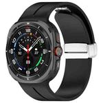 For Samsung Galaxy Watch 7 Ultra Groove Magnetic Folding Silver Buckle Silicone Watch Band(Black)