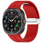 For Samsung Galaxy Watch 7 Ultra Groove Magnetic Folding Silver Buckle Silicone Watch Band(Red)