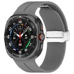 For Samsung Galaxy Watch 7 Ultra Groove Magnetic Folding Silver Buckle Silicone Watch Band(Dark Gray)