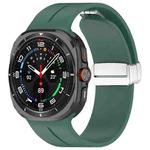 For Samsung Galaxy Watch 7 Ultra Groove Magnetic Folding Silver Buckle Silicone Watch Band(Green)