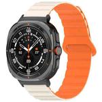 For Samsung Galaxy Watch Ultra 47mm Spot Pattern Two Color Magnetic Silicone Watch Band(Starlight Orange)