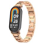 For Xiaomi Smart Band 9 / 9 NFC Diamond Three Beads Stainless Steel Metal Watch Band(Rose Gold)