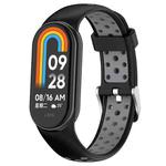 For Xiaomi Smart Band 9 / 9 NFC Holes Style Metal Connector Two Color Silicone Watch Band(Black Gray)