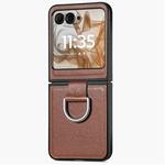 For Motorola Razr 50 Litchi Texture Leather Ring Fold Phone Case(Brown)