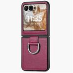 For Motorola Razr 50 Litchi Texture Leather Ring Fold Phone Case(Purple)