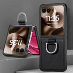 For Motorola Razr 60 Litchi Texture Leather Ring Fold Phone Case(Black)