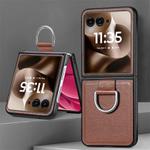 For Motorola Razr 60 Litchi Texture Leather Ring Fold Phone Case(Brown)