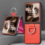For Motorola Razr 60 Litchi Texture Leather Ring Fold Phone Case(Orange)