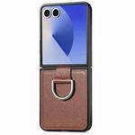 For Samsung Galaxy Z Flip7 5G Litchi Texture Leather Ring Phone Case(Brown)