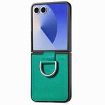 For Samsung Galaxy Z Flip7 5G Litchi Texture Leather Ring Phone Case(Green)