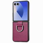 For Samsung Galaxy Z Flip7 5G Litchi Texture Leather Ring Phone Case(Purple)