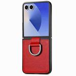 For Samsung Galaxy Z Flip7 5G Litchi Texture Leather Ring Phone Case(Red)