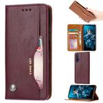 Knead Skin Texture Horizontal Flip Leather Case for Huawei Honor 20, with Photo Frame & Holder & Card Slots & Wallet(Wine Red)