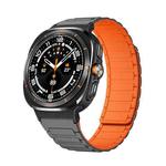 For Samsung Galaxy Watch Ultra 47mm Black Connector I-shaped Magnetic Silicone Watch Band(Gray Orange)