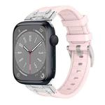 For Apple Watch Series 8 45mm Diamond Starry Sky Silicone Watch Band(Pink)