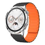 For Huawei Watch GT4 46mm 22mm I-shaped Magnetic Silicone Watch Band(Black+Orange)
