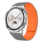 For Huawei Watch GT4 46mm 22mm I-shaped Magnetic Silicone Watch Band(Gray+Orange)